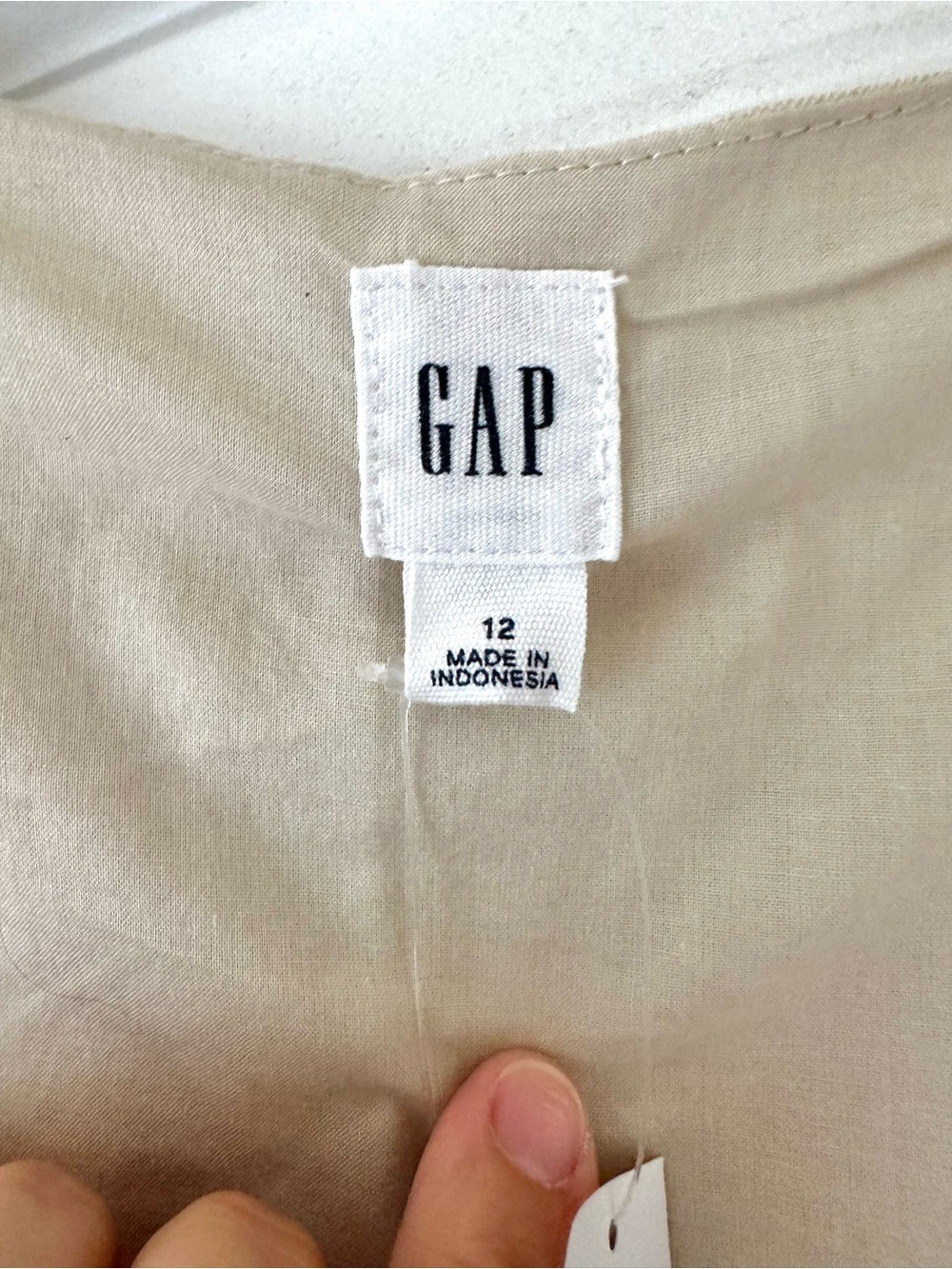 NEW Gap Linen Cotton Midi Sleeveless Button Dress Pockets 12 Tan Khaki Ivory LG - Picture 4 of 8